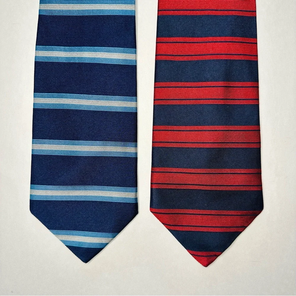 Brooks Brothers Makers Silk Classic Tie, Lot of 4–Vintage, Red, Blue Stripe